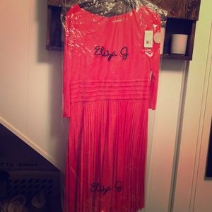 Eliza J Red-orange pleated dress